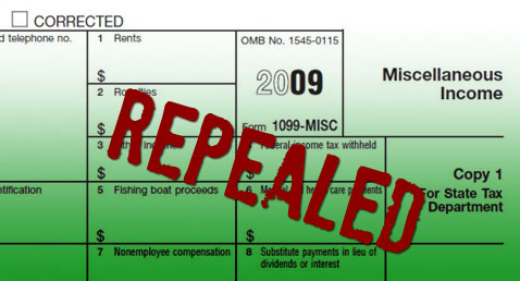 1099 Tax Reporting Provision Repealed
